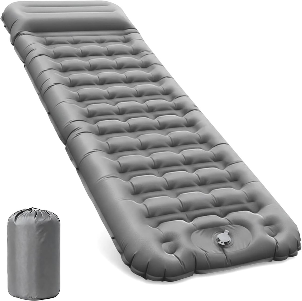Opblaasbare slaapmat, camping, met voetpomp en hoofdkussen, 12 cm dik, comfortabel, ultralicht, klein pakformaat - ShopVlot