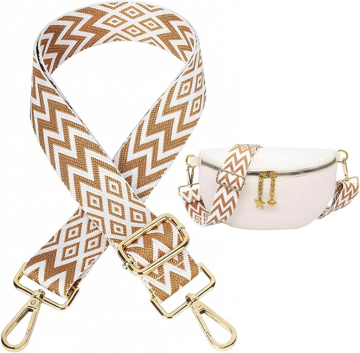 Brede schouderriem, portemonnee, boho, verstelbare vervangende crossbody-tasriemen, breed 3,8 cm, voor heren tas - ShopVlot