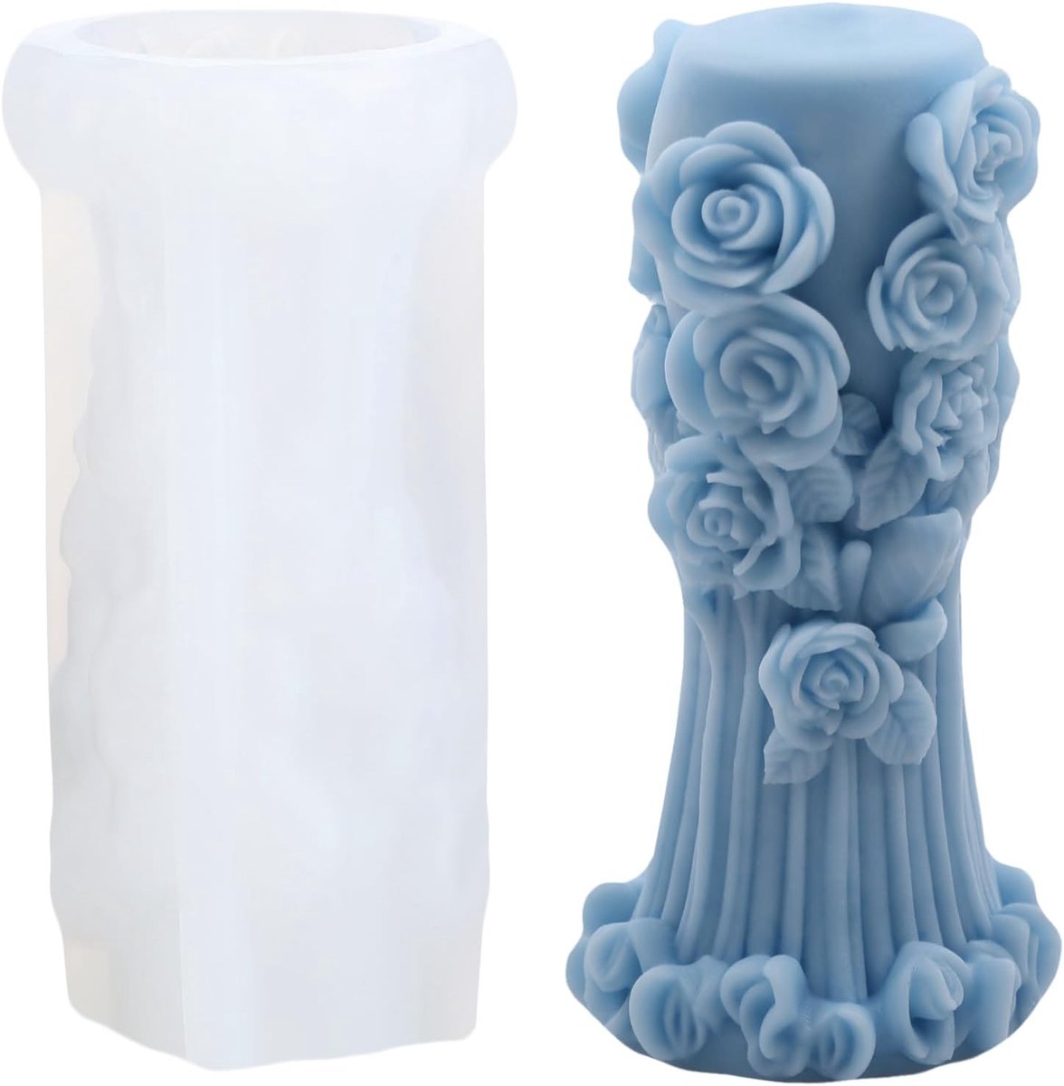 XIAOSHUI Silicone Mold for Roses, Pillar Candles, Rose Petals, Column Candle Moulds for DIY Candle Making, Resin - ShopVlot