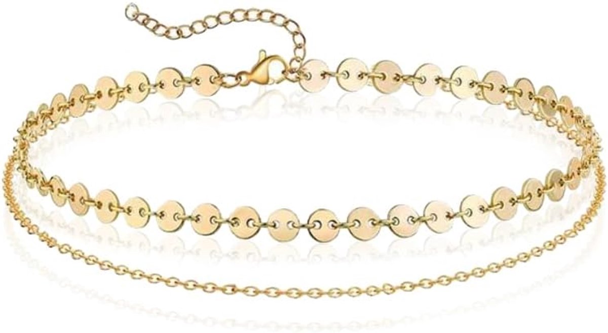 Pailetten Anklet Duo - Silver, Stainless Steel - ShopVlot