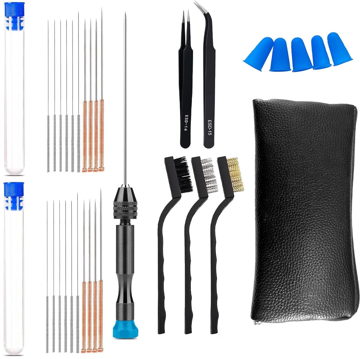 Professionele sproeierreinigingsset voor 3D-printers met mini-handboormachine, pincet, borstels, reinigingsnaalden en - ShopVlot