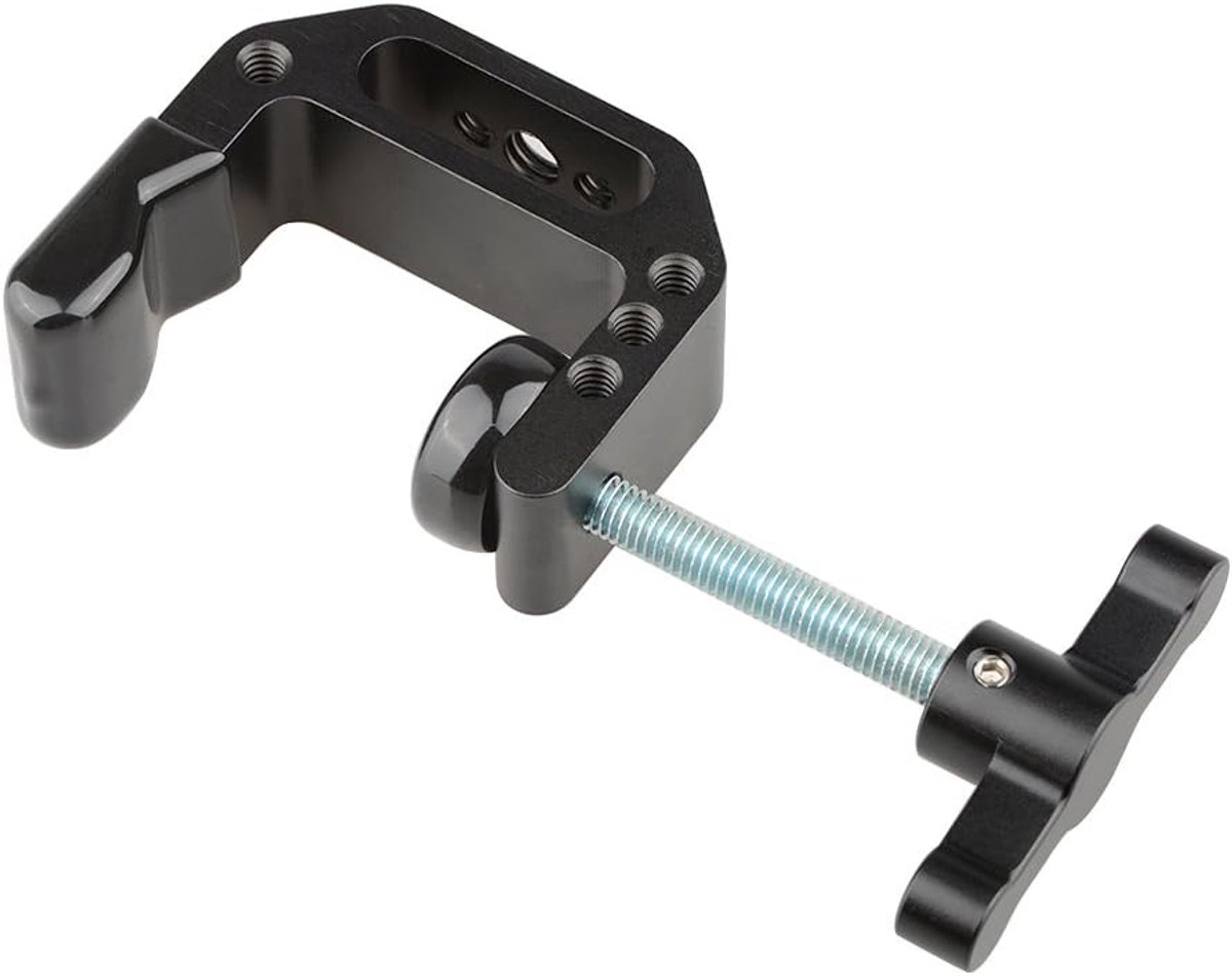 CAMVATE C-Clamp with 1/4 and 3/8 Thread Hole for Camera Monitor (Black T-Handle) - ShopVlot