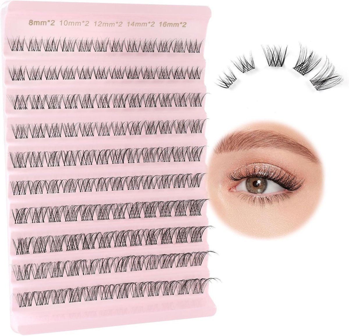 Individual Eyelashes with Clear Band, Pack of 120 Cluster Eyelashes, Natural Look, Wispy D Curl, Artificial Eyelashes - ShopVlot