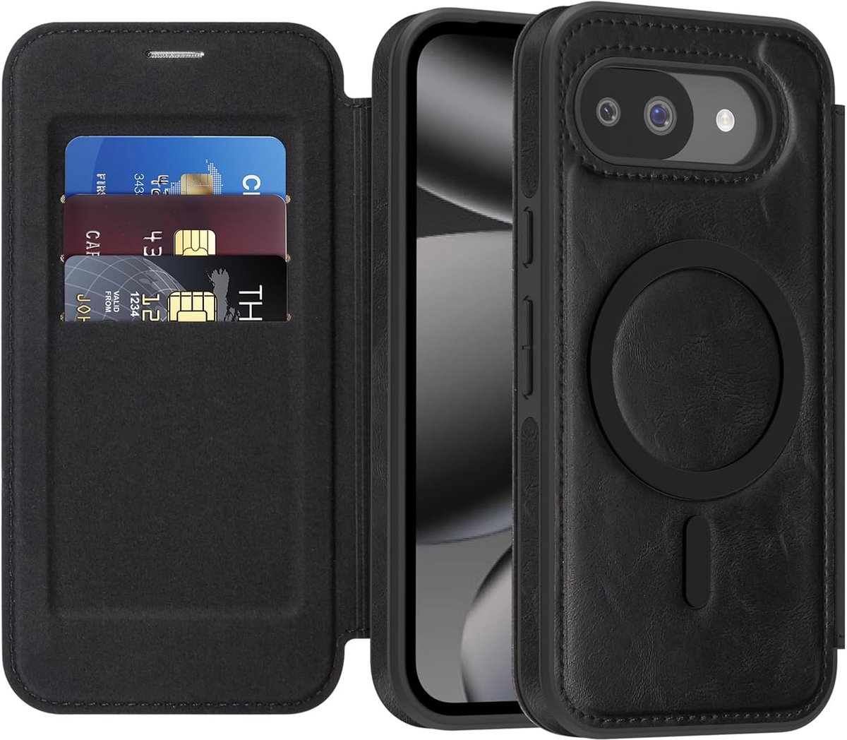IMEIKONST Hoesje voor Google Pixel 10a met kaarthouder [RFID-blokkering], compatibel met MagSafe, flip portemonnee - ShopVlot