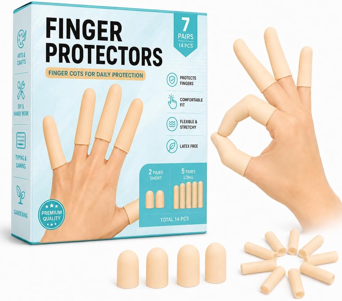 Pnrskter Gel Finger Protectors, 14 Pieces Silicone Finger Covers - ShopVlot
