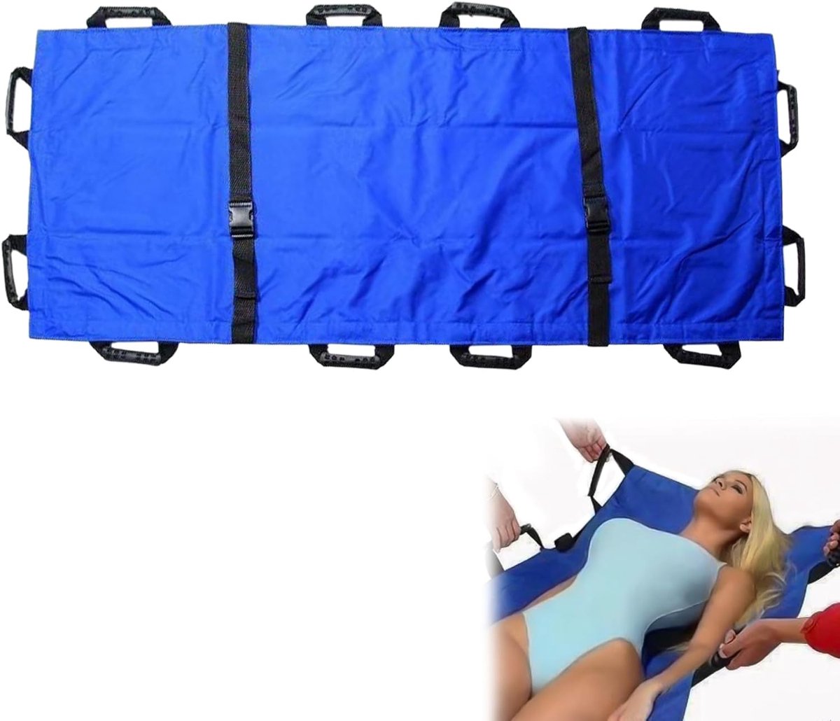 Transferboard voor patiëntenlifter, 180 x 70 cm, glijdoek voor bedlegerigen met versterkte handgrepen, opvouwbaar - ShopVlot