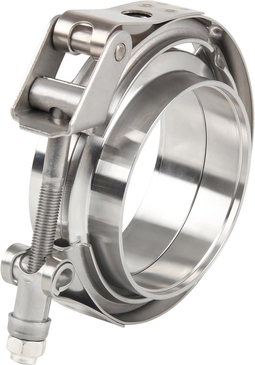 DOCAS 1 piece Ø 76.2mm (3.0") quick release V-band clamp + flanges complete stainless steel extra turbo hose - ShopVlot