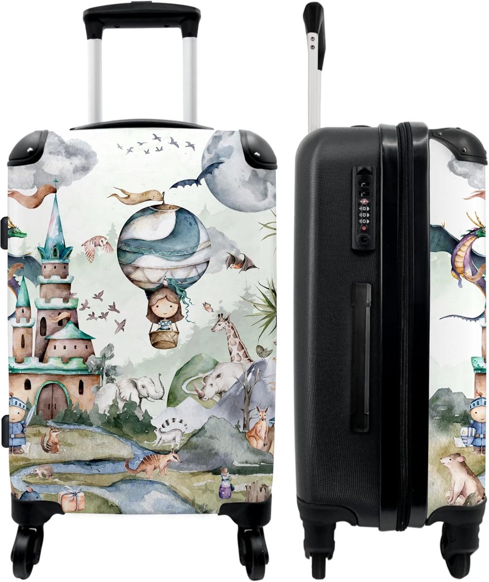 NoBoringSuitcases.com® Suitcase Travel Suitcase Trolley Luggage Suitcases Fairy tale - Dragon - Hot air balloon - ShopVlot