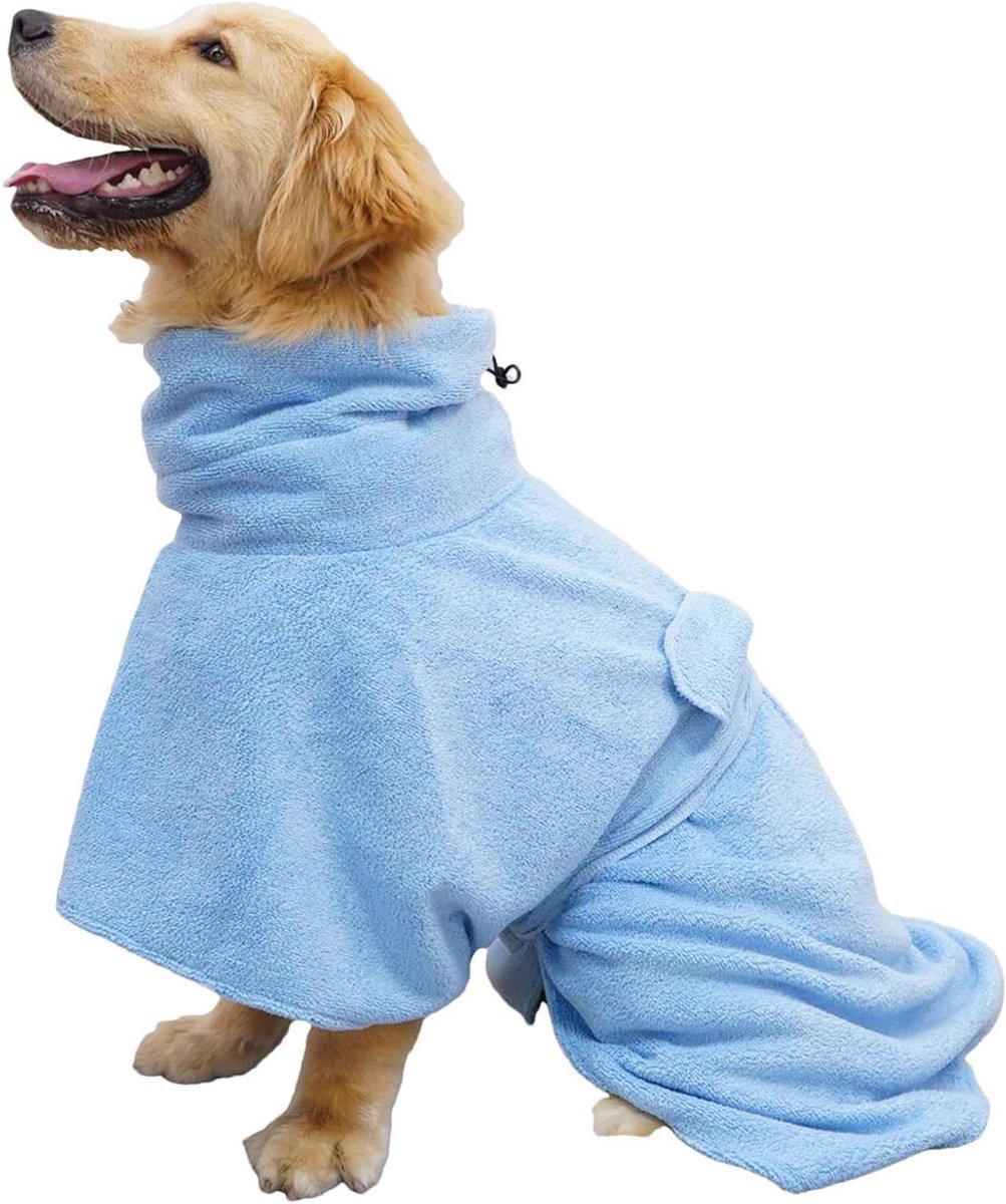 Hondenbadjas - Honden Deken - Hond Drogen - Snelle Absorptie - Maat M - Lichtblauw