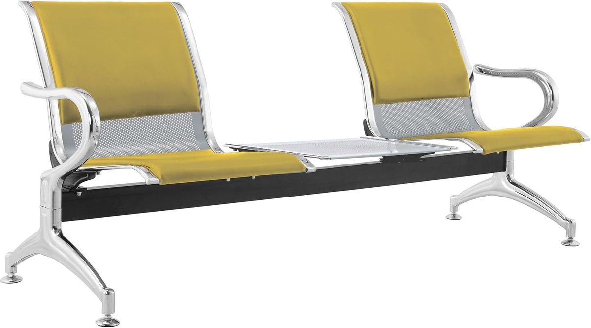 Sofa 3-seater steel 183 x 71 x 78 H silver for waiting room - for assembly: 3 chairs + table - ShopVlot