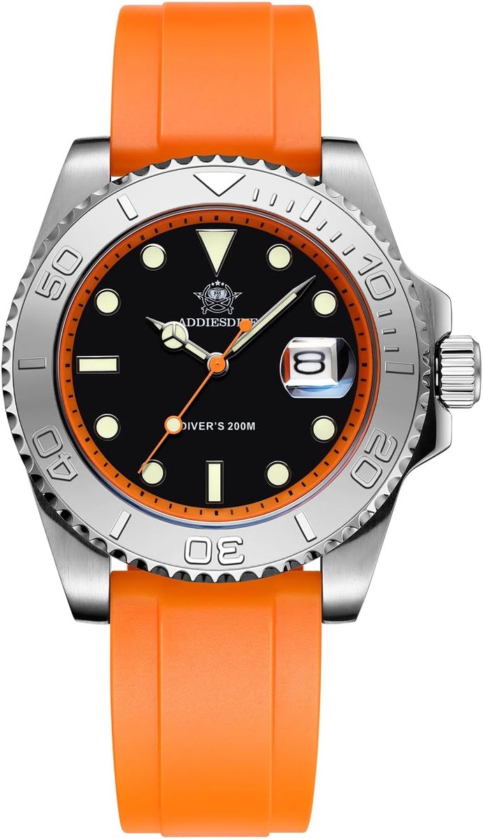 ADDIESDIVE Analoog kwartshorloge voor heren, duikhorloge BGW9, oplichtend, 200 m, waterdicht, met elastiek - ShopVlot