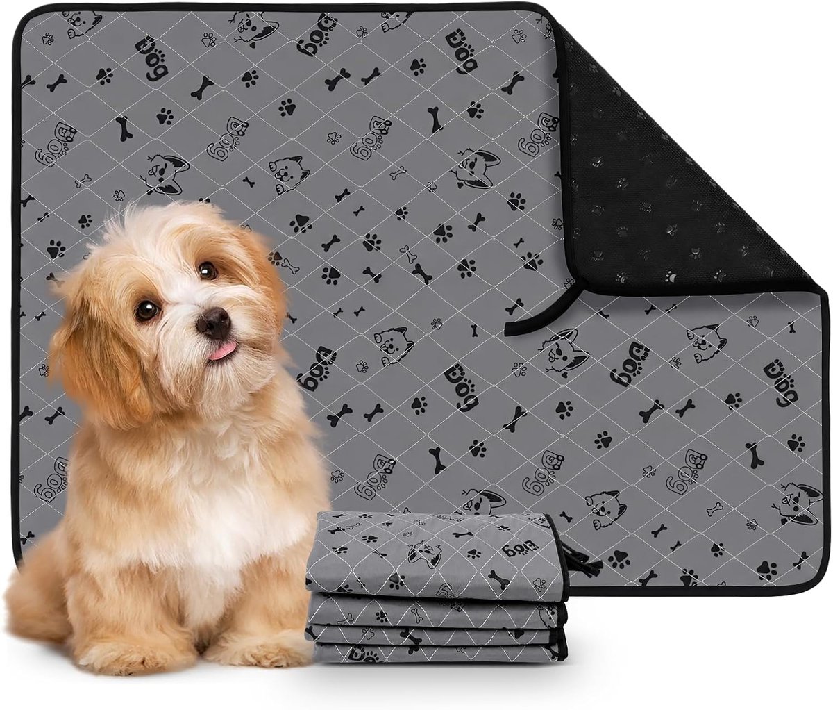 DEWEL 2 wasbare puppymatten 60 x 90 cm, hoogwaardige puppypads voor honden en katten, herbruikbare hygiënische - ShopVlot