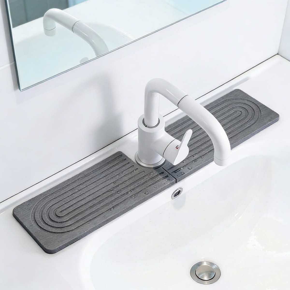 Diatomite Drain Mat, U-Shaped Sink Mat, Quick Drying & Non-Slip, Stone Drying Mat for Kitchen, Splash Guard for - ShopVlot
