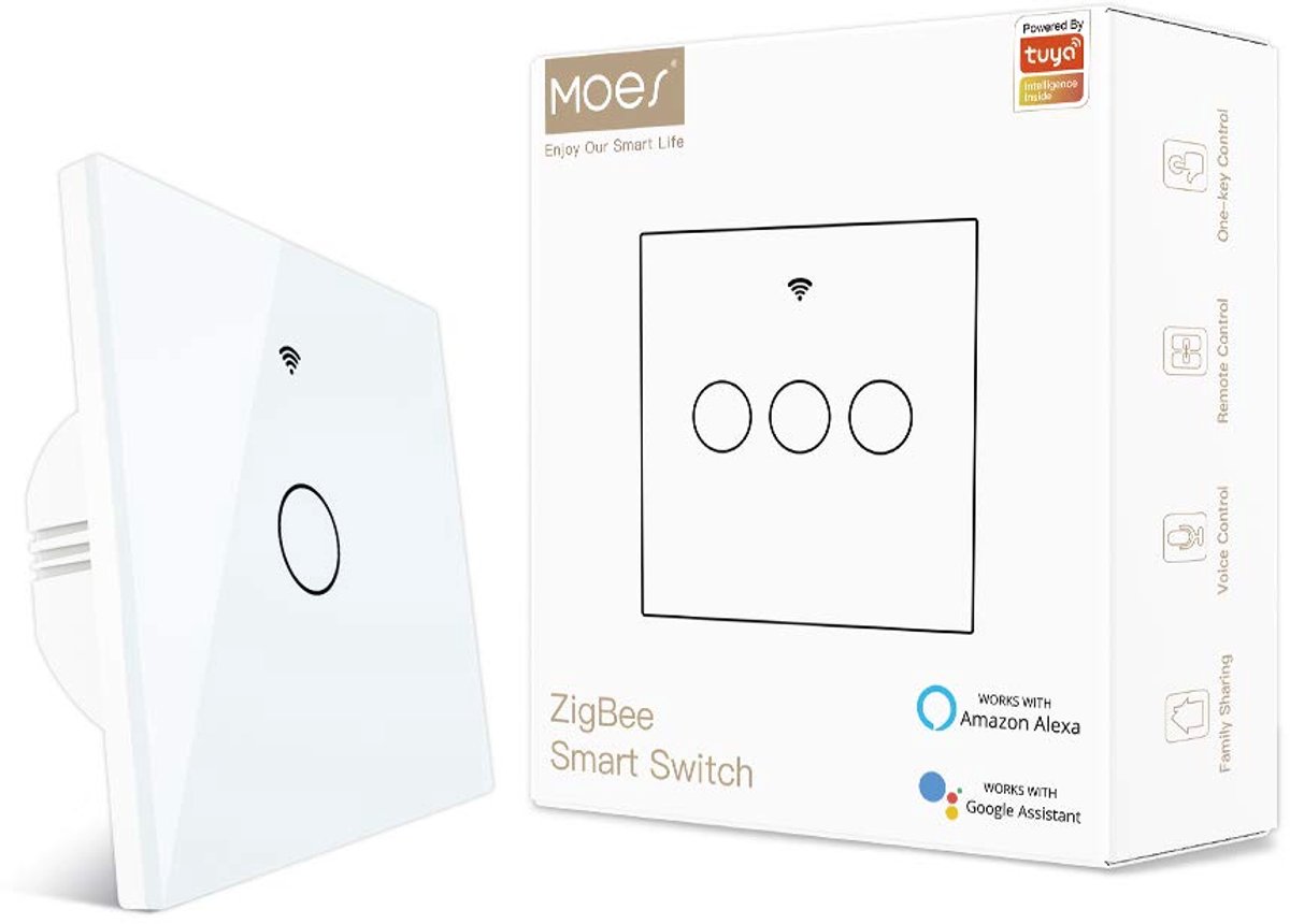 MOES Zigbee Smart Switch, requires Tuya ZigBee HUB, does not require neutral conductor, does not require capacitors - ShopVlot