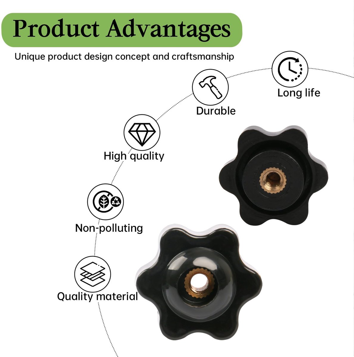 Pack of 10 Star Grip Nuts M6 Knurled Nut with Inner Thread, Perforated Star Clamp Knob for Machine Tools, Furniture - ShopVlot