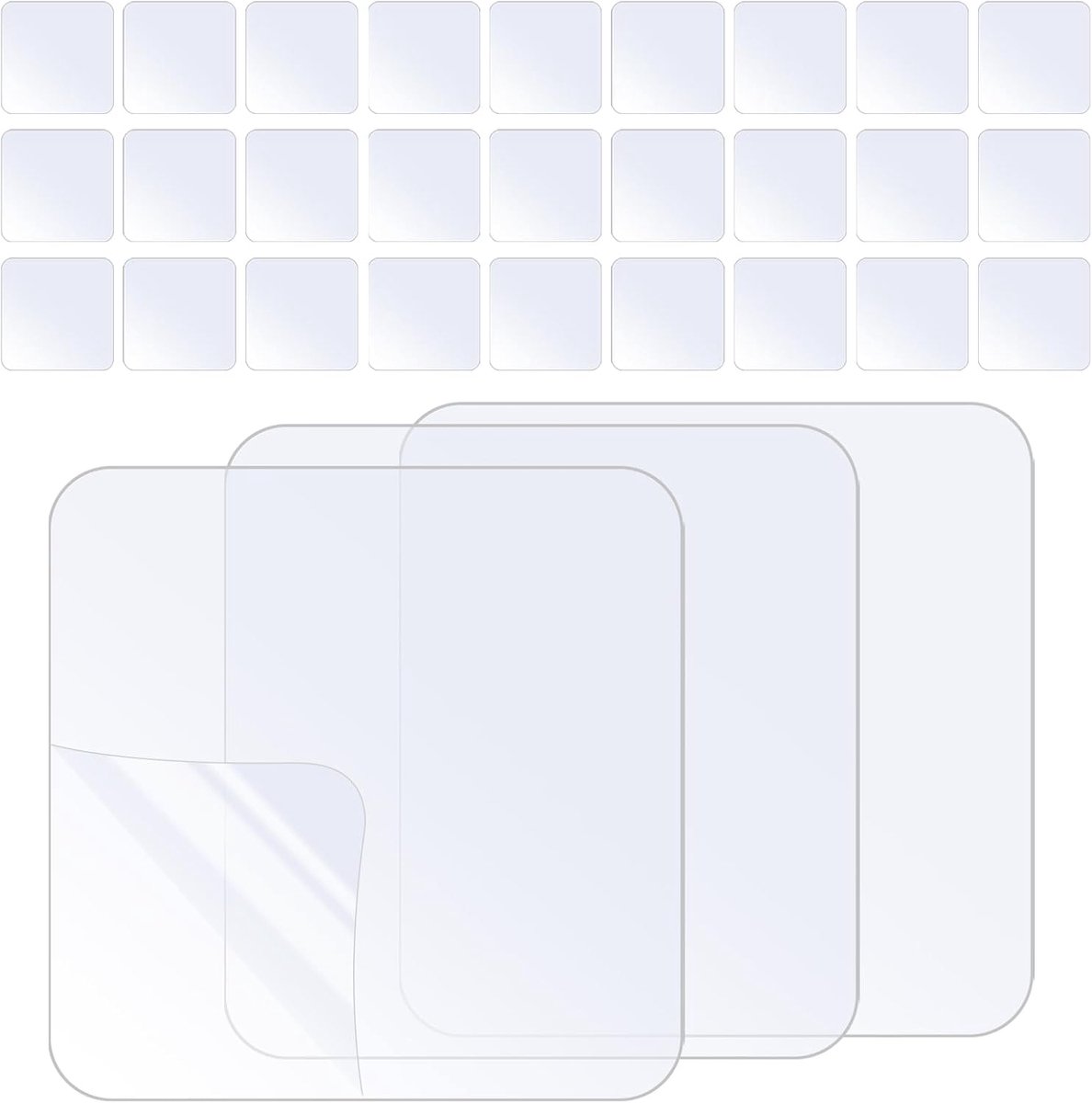 Dubbelzijdige kleefpads 30 stuks - 6 x 6 cm - transparant acryl - extreem sterke hechting voor thuis en kantoor - ShopVlot
