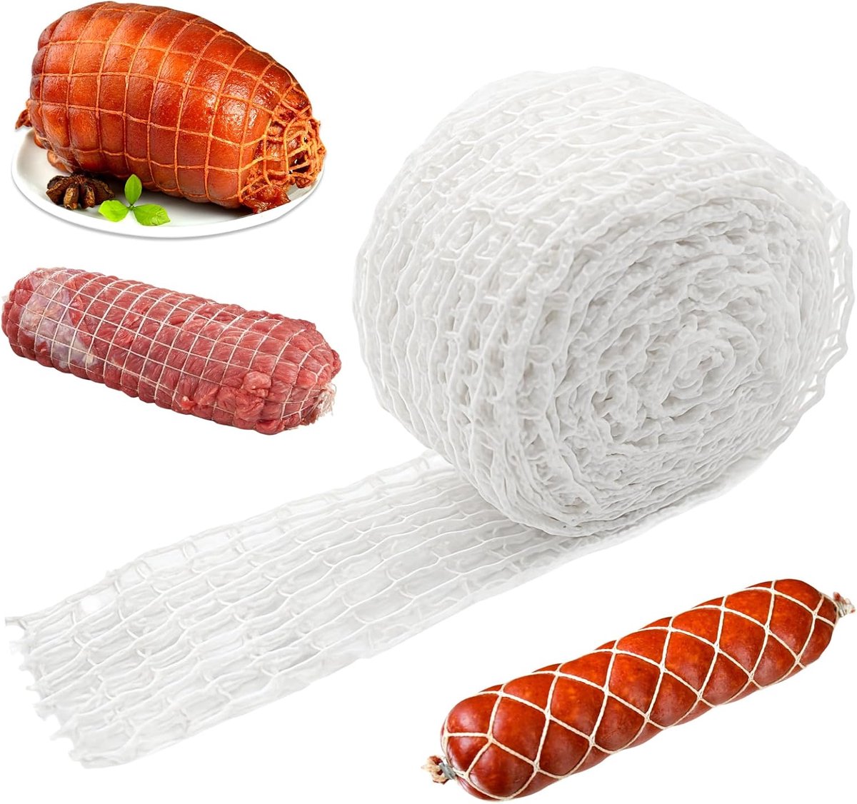 Vleesnet 3m x 9cm - Katoen - Duurzaam en sterk - Geschikt voor koken en grillen - ShopVlot