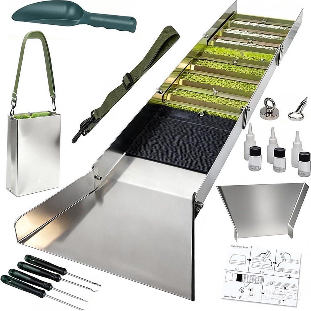 Goudzoeker complete set 19-delig - aluminium legering - inklapbaar 50 inch - ideaal voor goudzoeken - ShopVlot