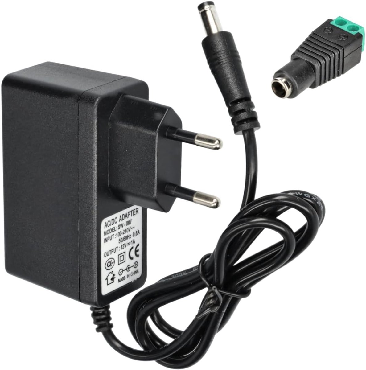 Transformator 12V DC 1A - 110/220V AC Ingang - 12W Vermogen - Voor LED Strips en Laagspanning - ShopVlot