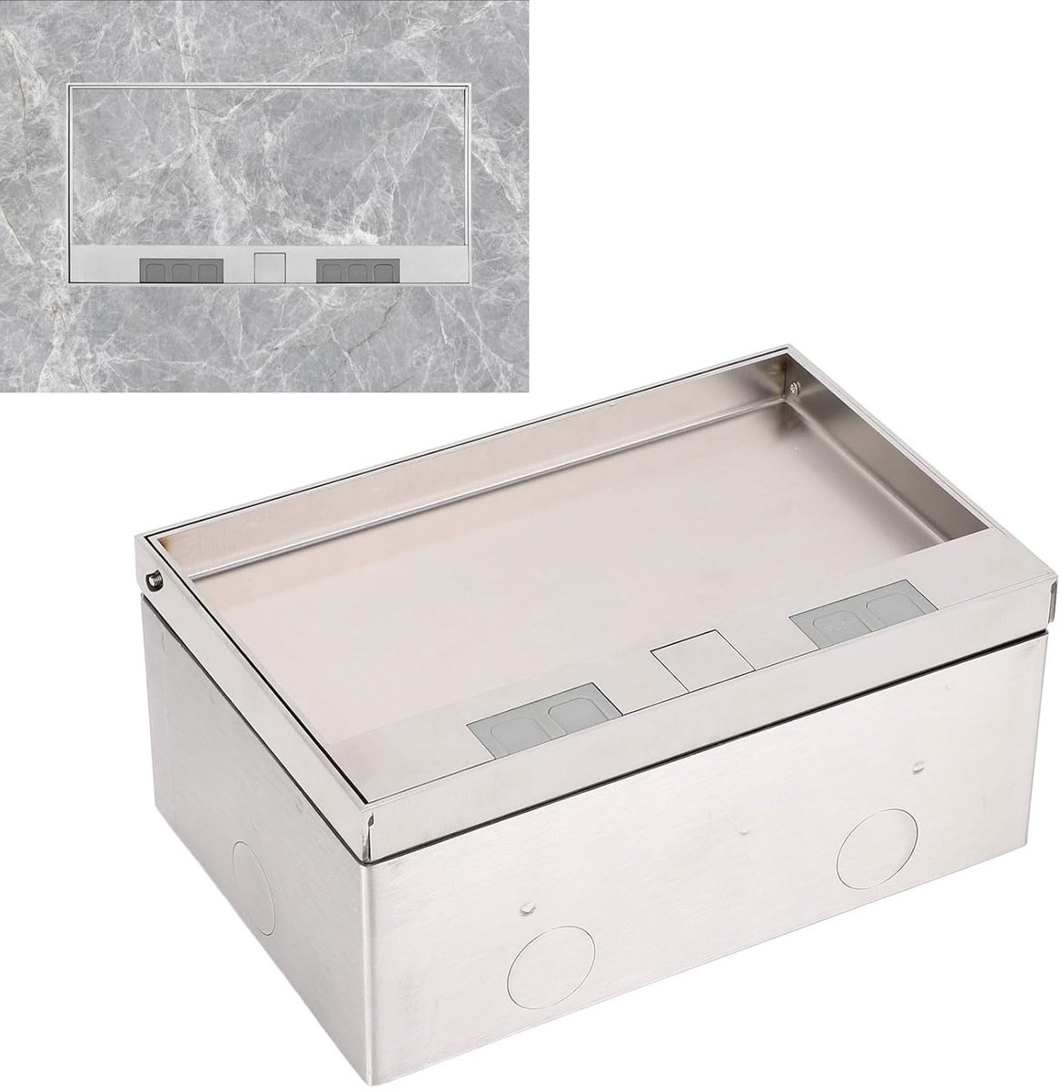 Inbouwvloercontactdoos 3-voudig - RVS - 4000W - Perfect voor thuis en kantoor - ShopVlot