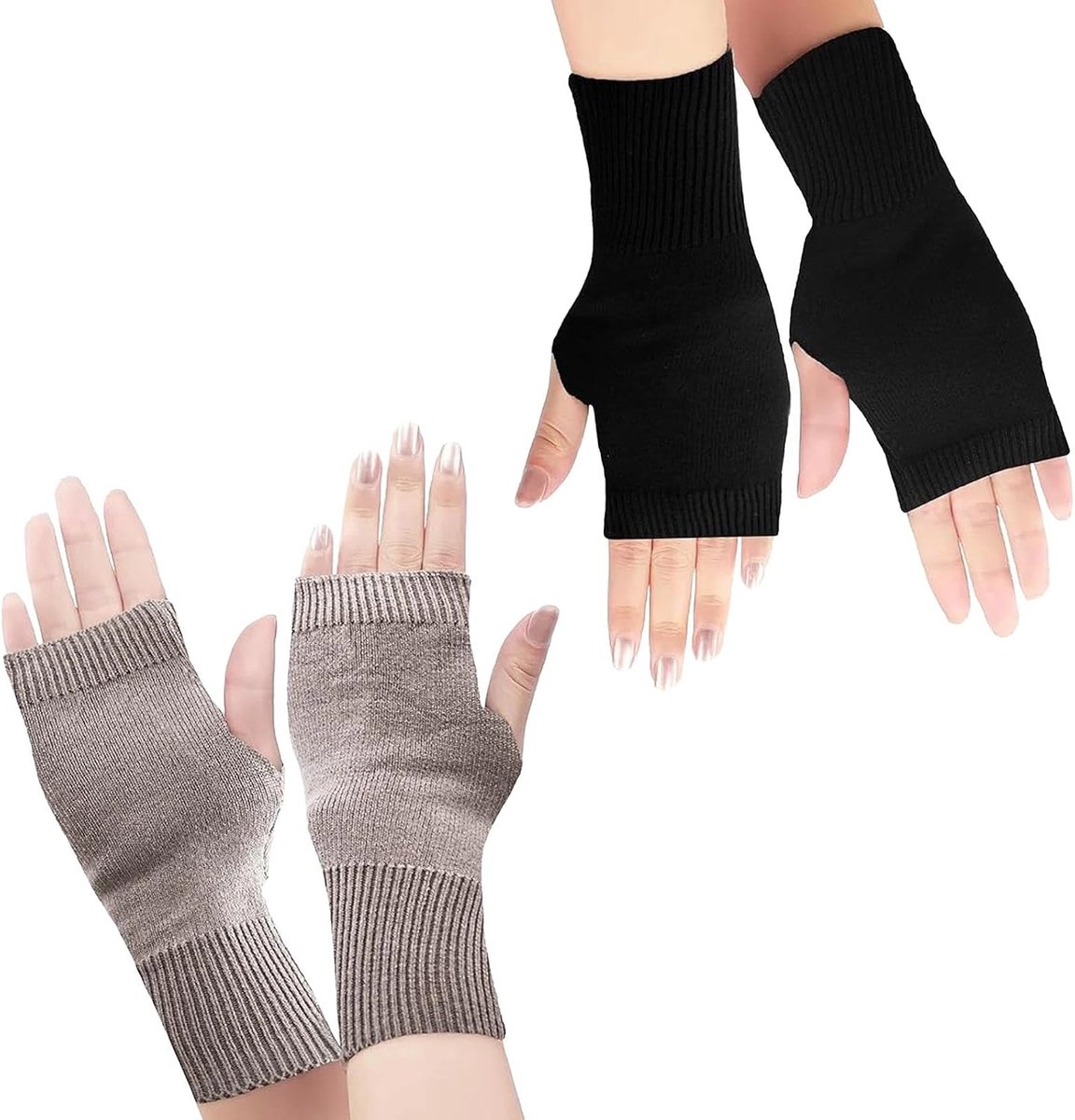 Vingerloze handschoenen 2 paar - cashmere - warm en thermisch - ideaal voor typen en hardlopen - ShopVlot