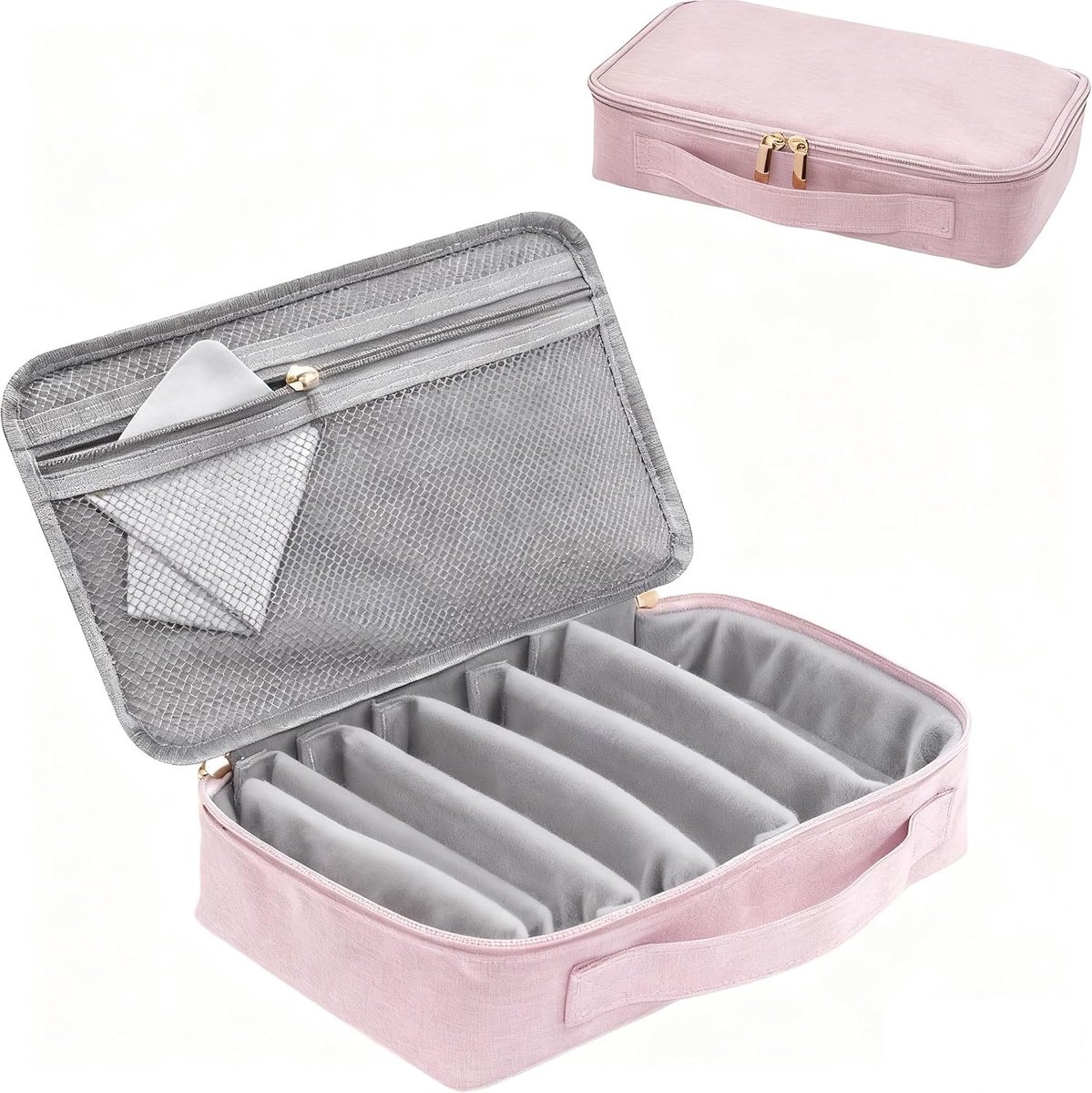 Zonnebril etui 7 slots - roze L - draagbaar - beschermt tegen krassen - ShopVlot