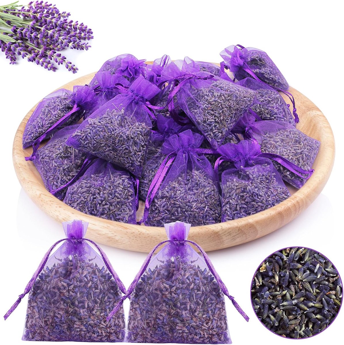 Geurende Lavendel Sachets - 20 x 5g Natuurlijke Lavendel - Mottenbestrijding voor Kledingkast - Frisse Lucht in Huis - ShopVlot
