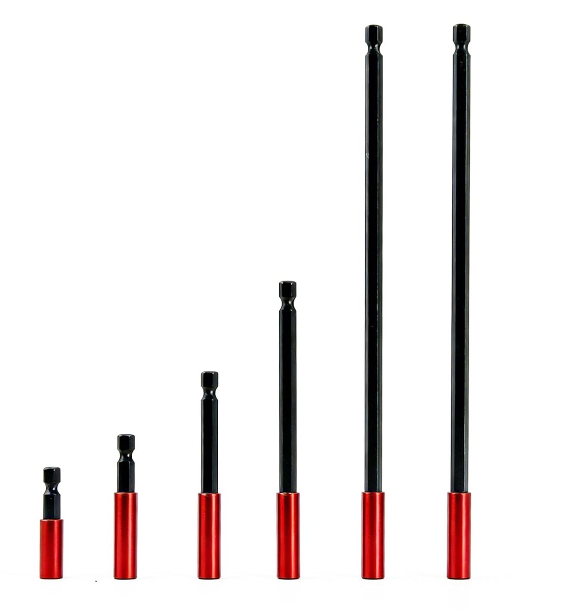 Inbussleutel verlengset 6-delig - Rood - Magnetische bevestiging - Ideaal voor moeilijk bereikbare plekken - ShopVlot