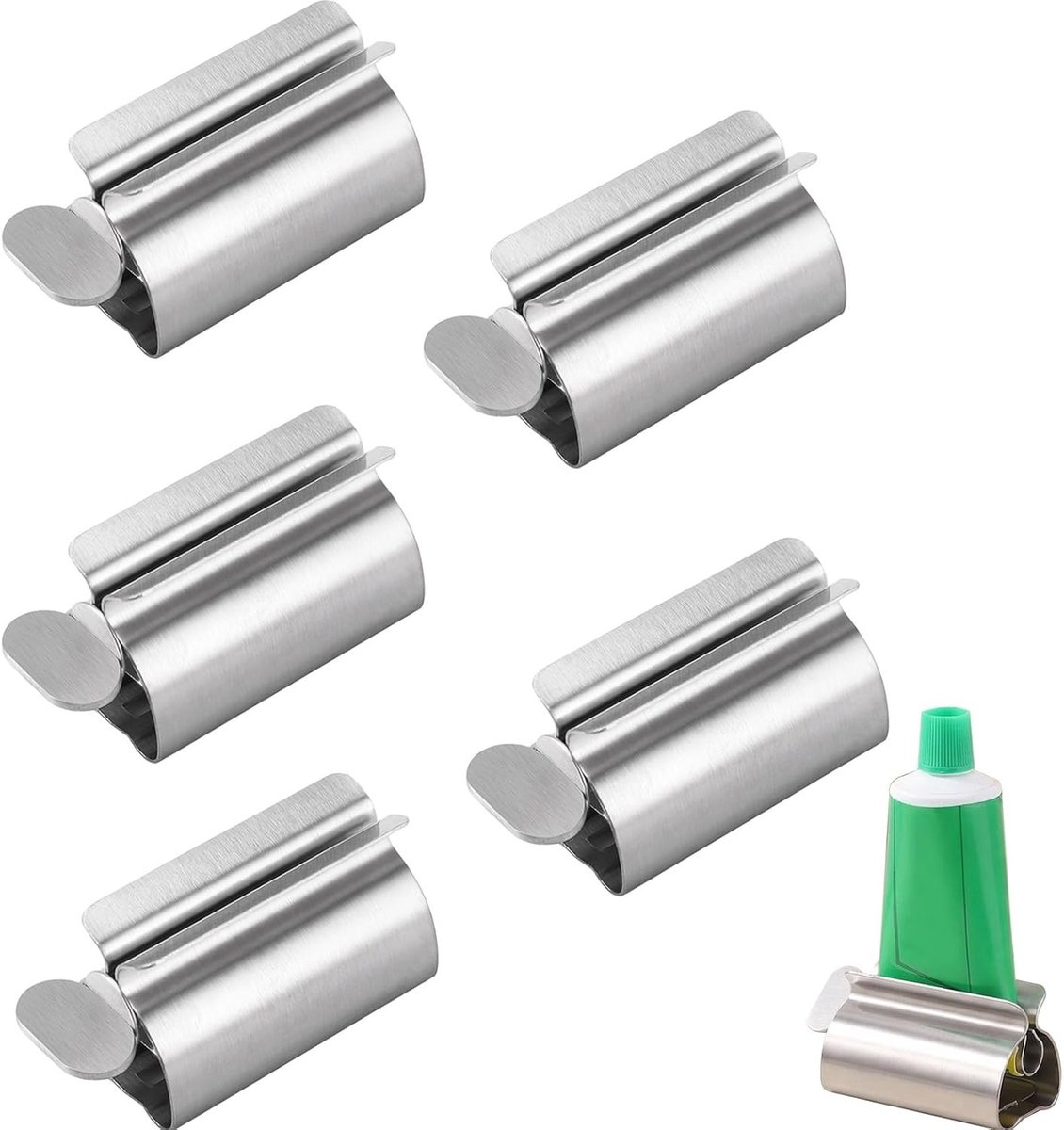 Tandpastapers set van 5 stuks - handige zithouder en dispenser voor tandpasta, crèmes en zalven, ideaal voor efficiënt gebruik en hygiëne