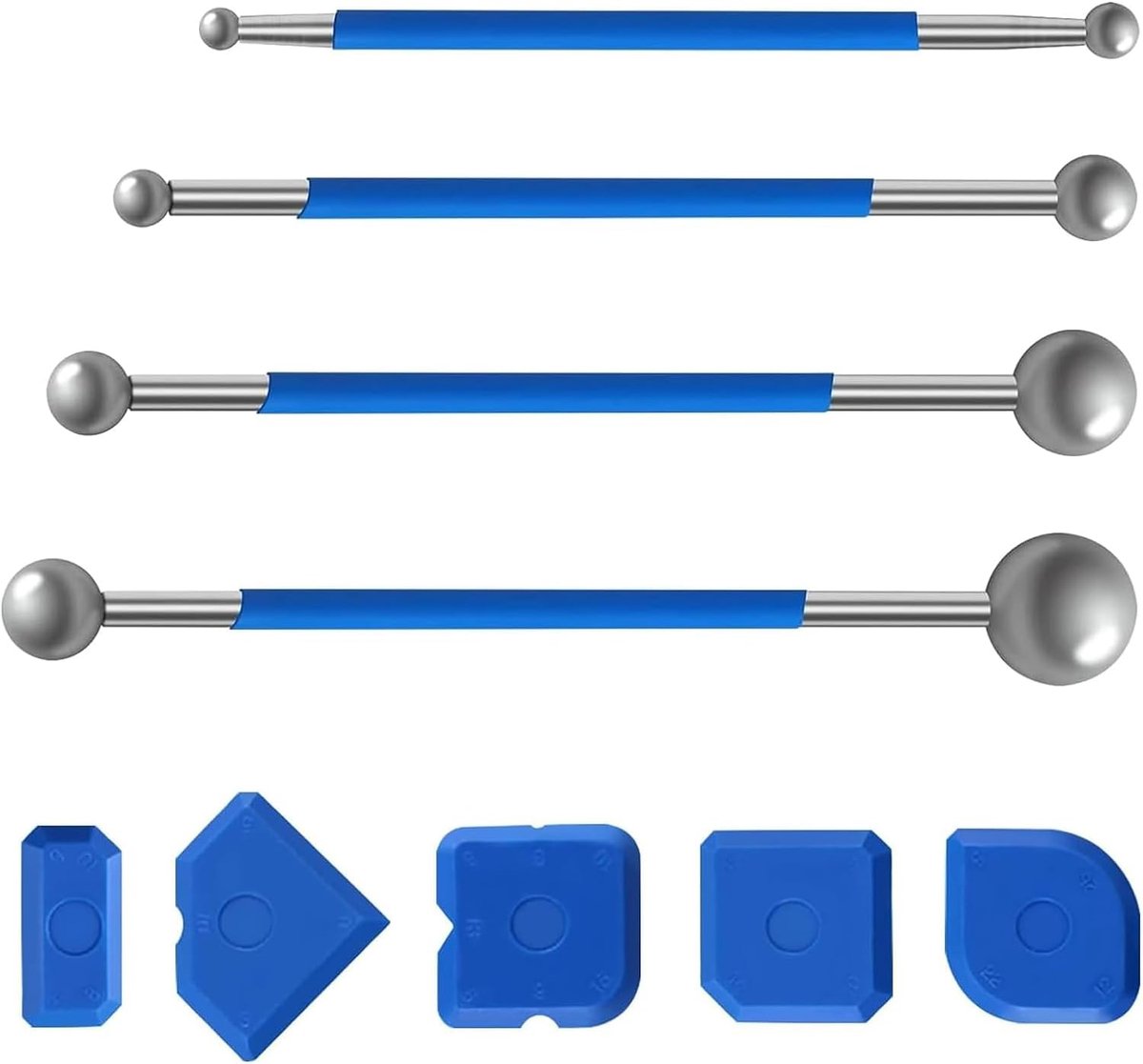 Gereedschapskrabberset 9-delig - Siliconen en metalen - Voor voegen en tegels - Perfect voor badkamer en keuken - ShopVlot