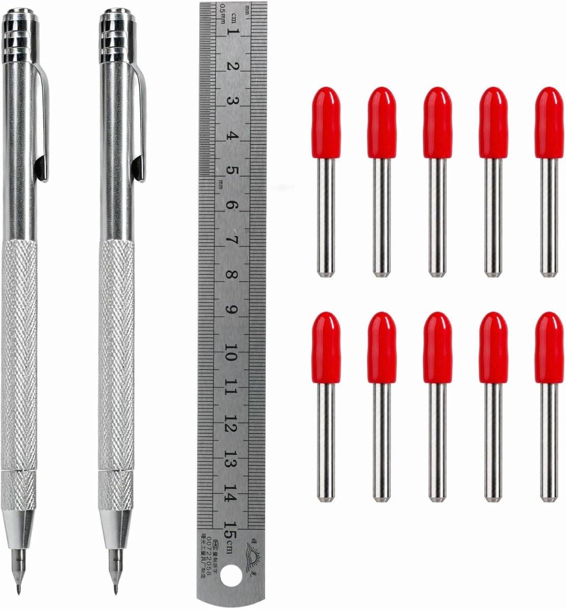 Treknaaldset 2 stuks - tungsten staal - 10 vervangtips - nauwkeurige markeringen op diverse materialen - ShopVlot