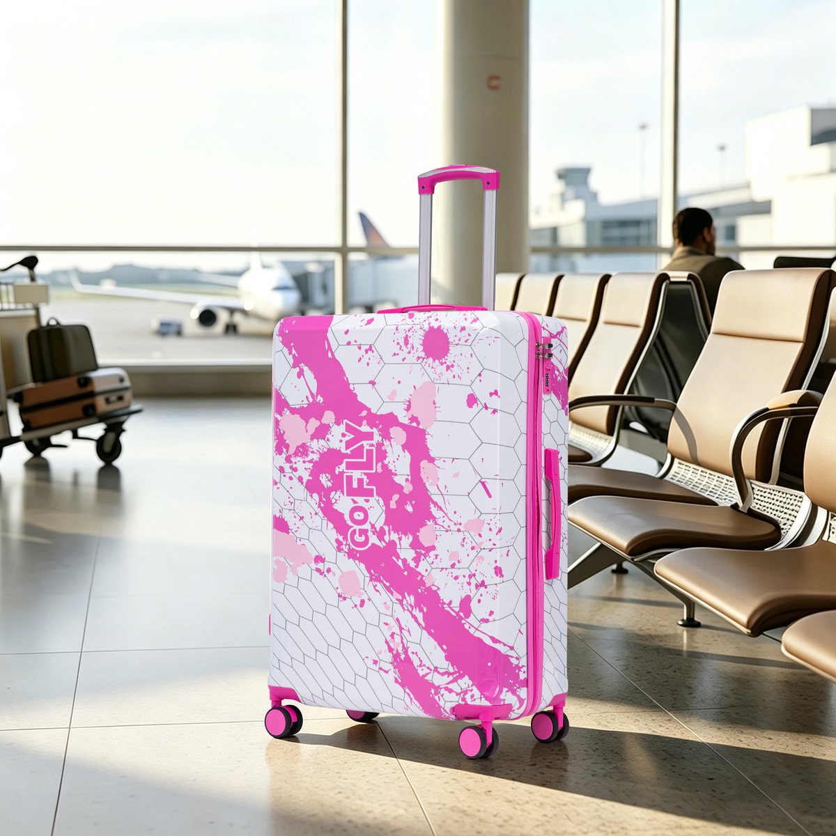 COVREO Reiskoffer 50,5 x 29 x 76,5 cm, pink, polycarbonaat, met cijferslot
