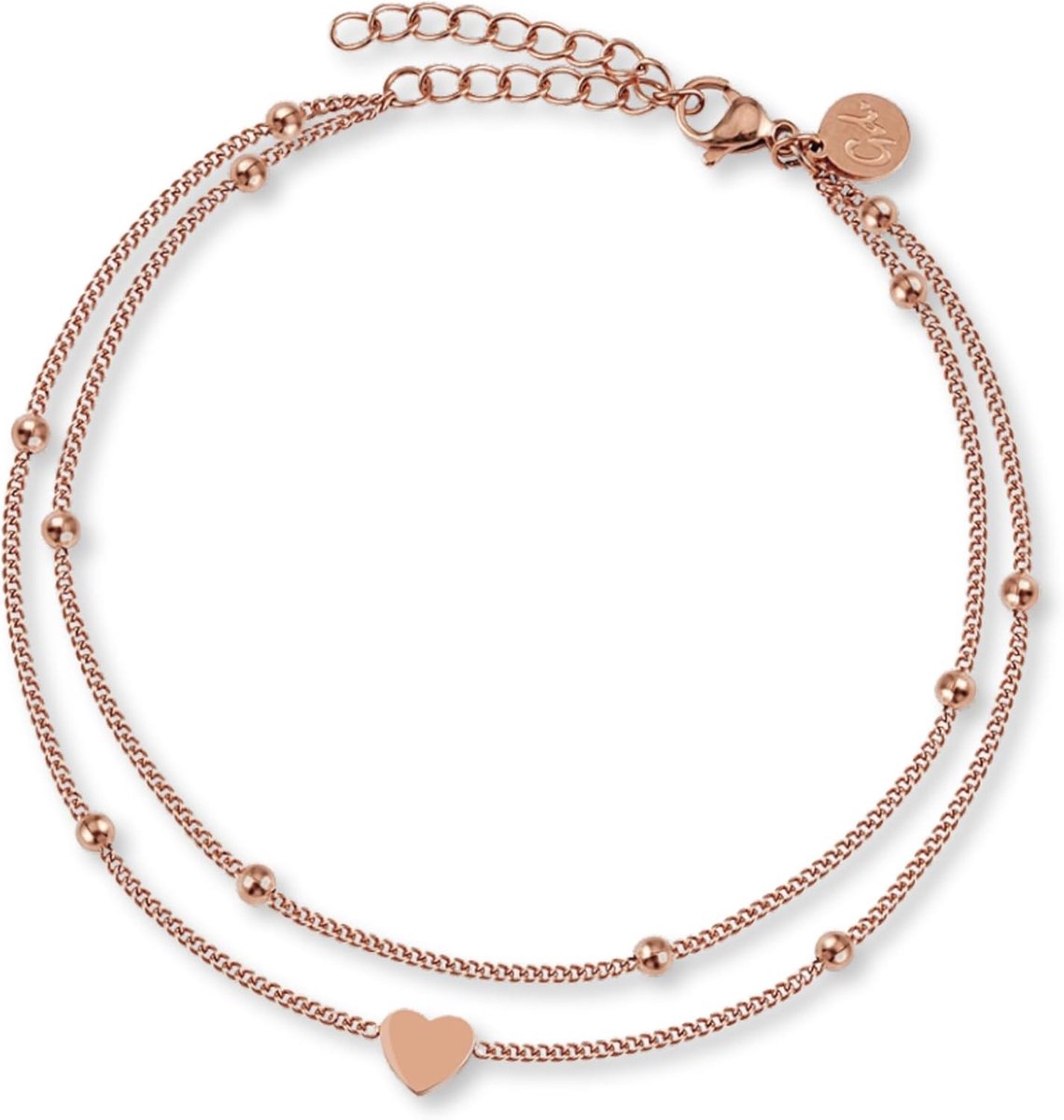 Anklet Hart voor Vrouwen - Waterproof I Multi-Row Anklet - Filigree RVS Enkel Sieraad in Goud - Zilver - Roségoud - ShopVlot