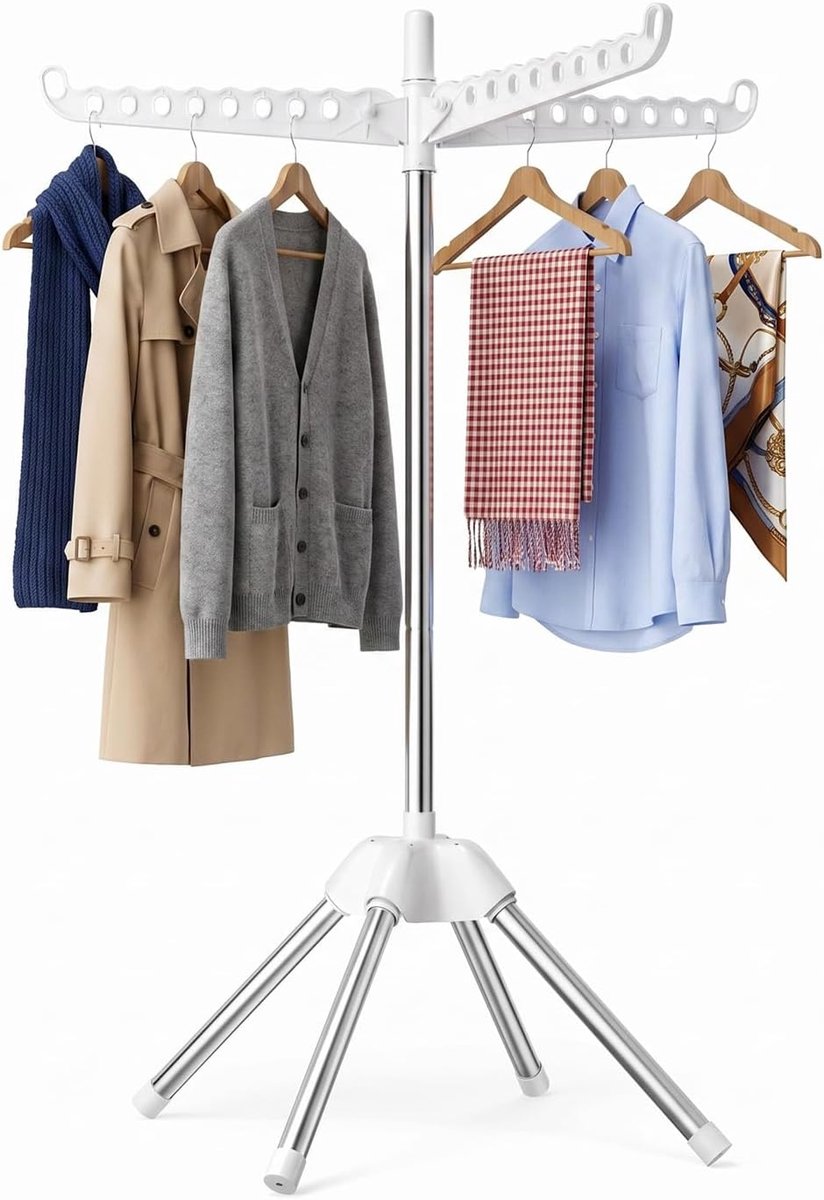 Wasrek inklapbaar met 3 draaibare armen - ruimtebesparend design - ideaal voor binnen en buiten - ShopVlot
