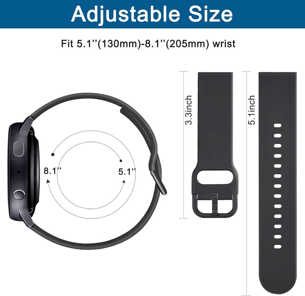 Vervangende Horlogeband 20mm 22mm - Siliconen Horlogeband - Snelle Bevestiging - Geschikt voor Vrouwen en Mannen - ShopVlot