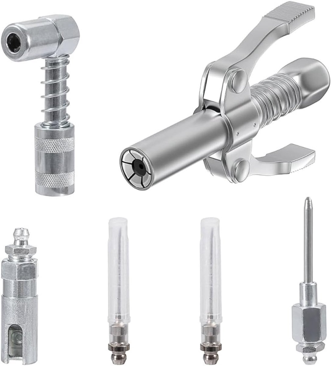 Grease sprayer naaldspuit - 2 injectornaaldpunten - G-koppeling met snelle ontgrendeling - Voorkomt vetlekkage - ShopVlot