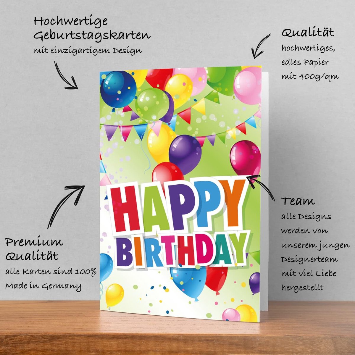 Verjaardagskaart 14,8 x 10,5 cm - Kleurrijk ontwerp - Inclusief witte envelop - Perfect voor elk verjaardagsfeest - ShopVlot
