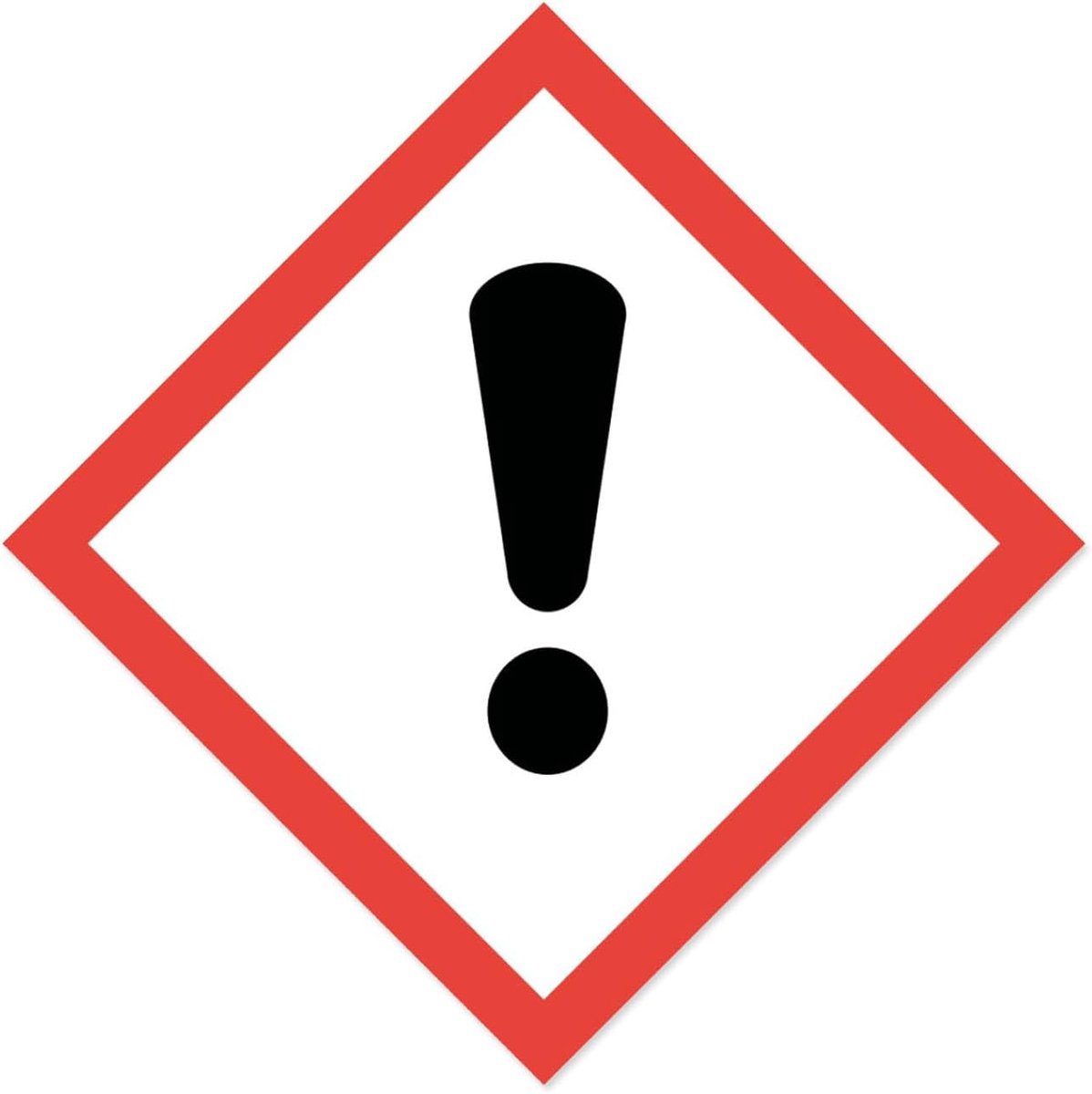 Gevarensymbool sticker 10 x 10 cm - polymeer zelfklevend - weerbestendig - geschikt voor binnen en buiten - ShopVlot