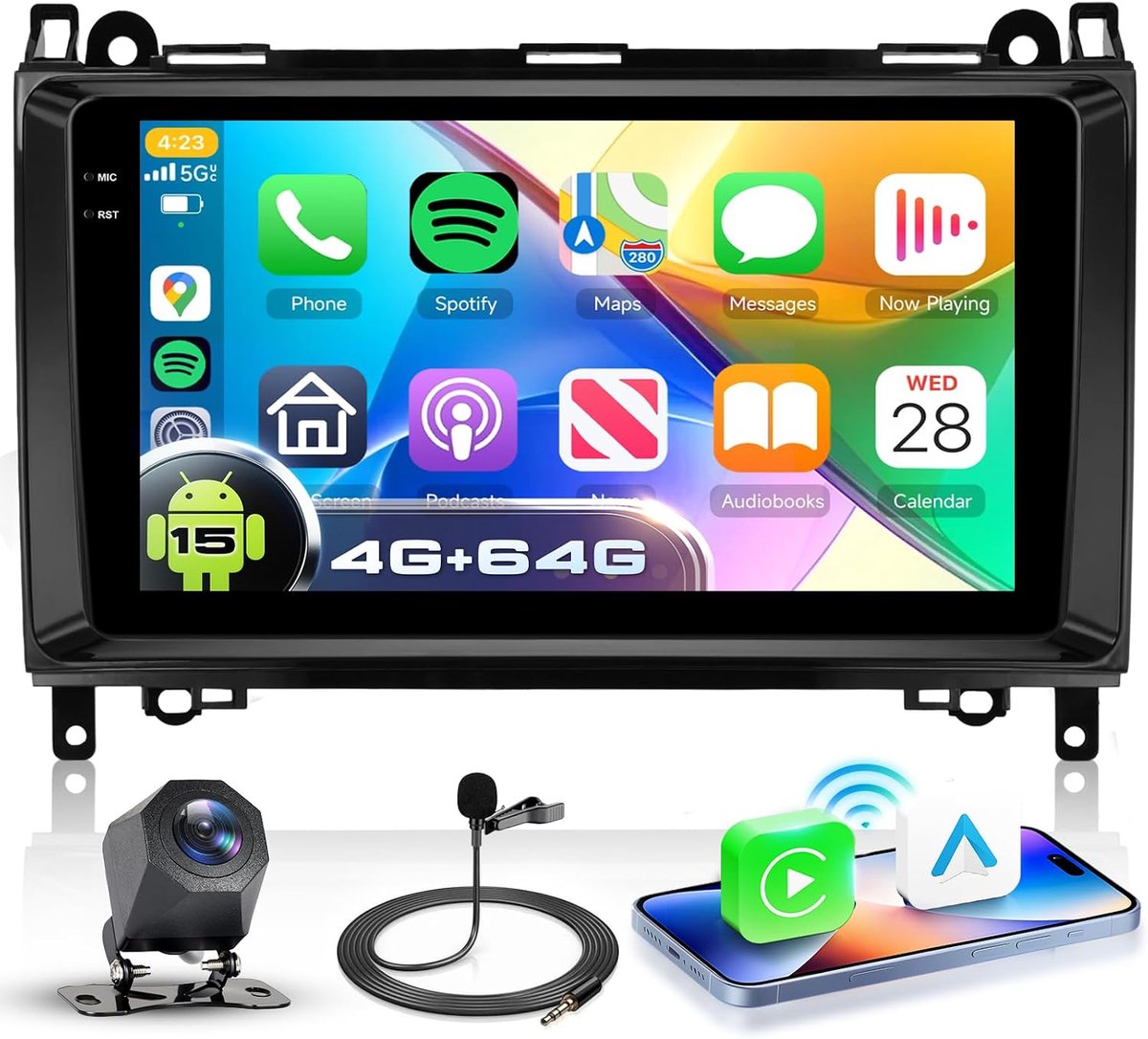 Autoraadio 4G+64G - 9'' In-Cell Touch Screen - Android GPS met Carplay - Geschikt voor Mercedes-Benz B200/W169/W245 - ShopVlot