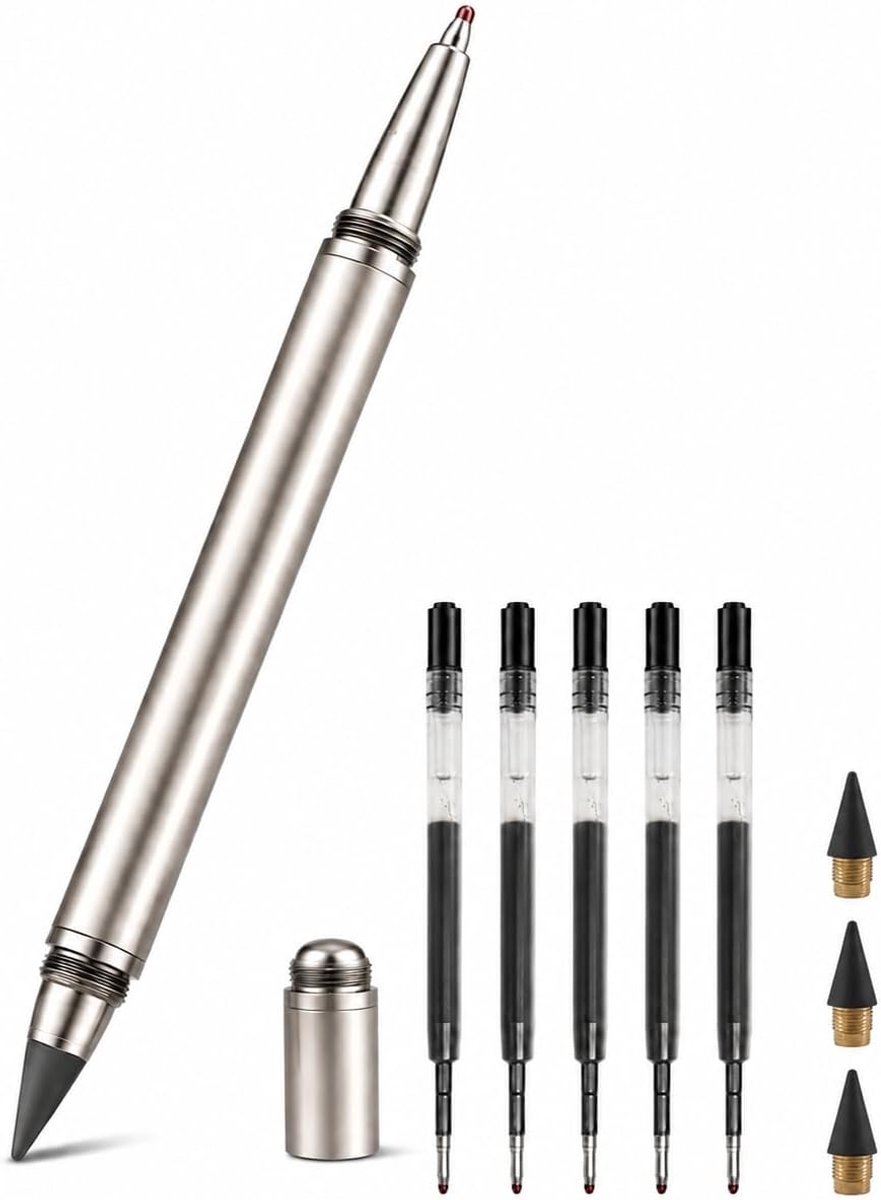 SMOOTHERPRO Metalen pennen gelinkt pennen met grafiet potlood tip - Balpennen met 8 navullingen back-up - ShopVlot