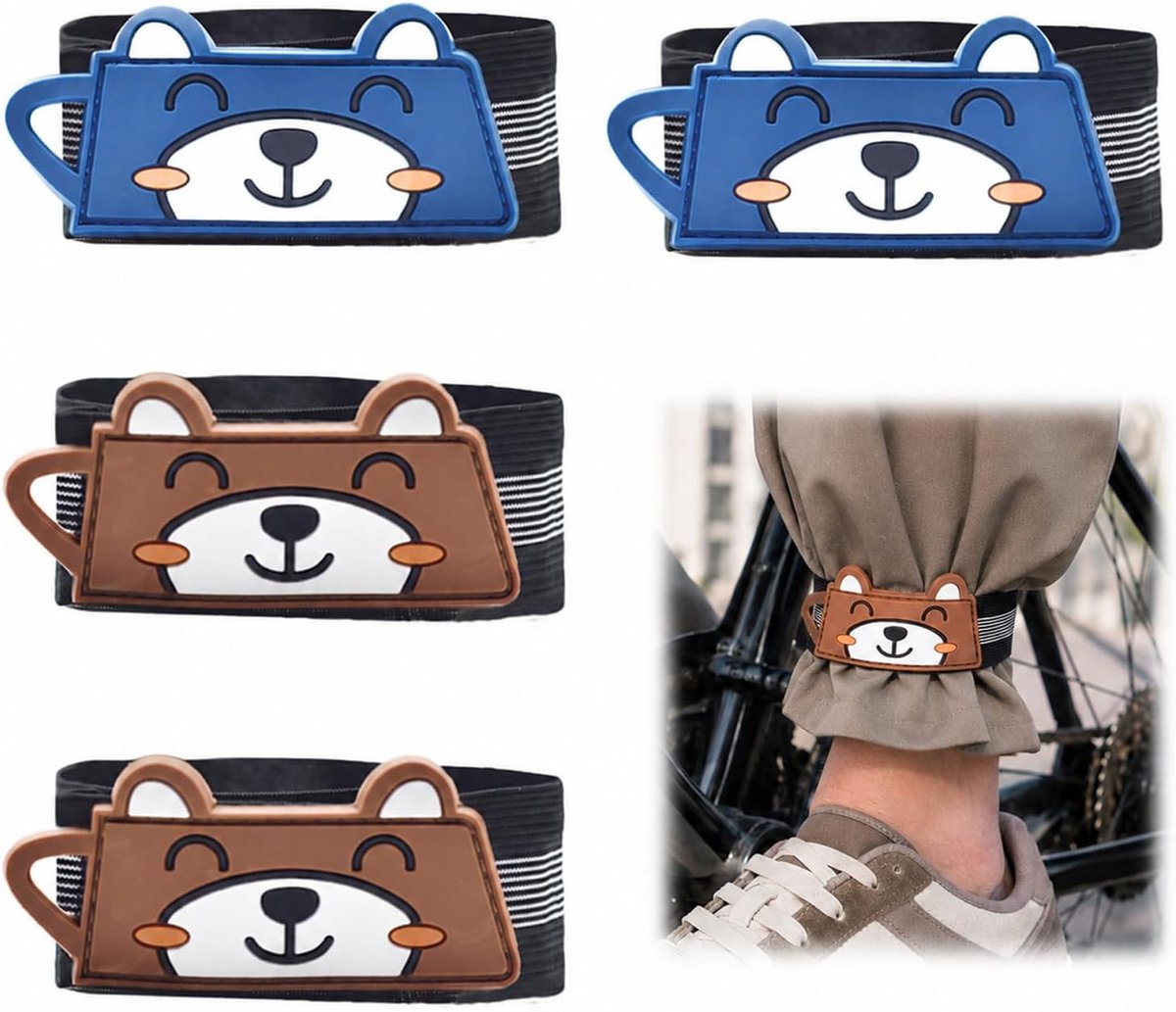 4 stuks broekclips met kattenkop, elastische broekbescherming met klittenbandsluiting voor fietsen, joggen, wandelen - ShopVlot