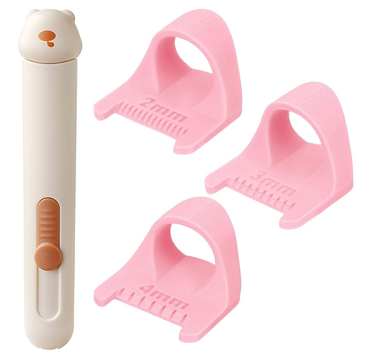 SnelShoppen - 3 x Vingerlinialen met Millimeterschaal, Vinger Quilt Liniaal, Vinger Patchwork, Naaiaid, Inclusief 1 Stuk Gratis 3-in-1 Naadseparator m
