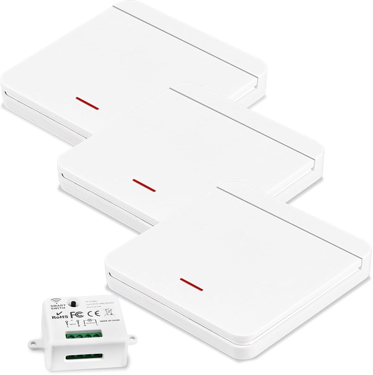 Draadloze lichtschakelaar, 230 V, 1500 W, met zender en ontvanger, draadloze veiligheidsschakelaar voor lampen en - ShopVlot
