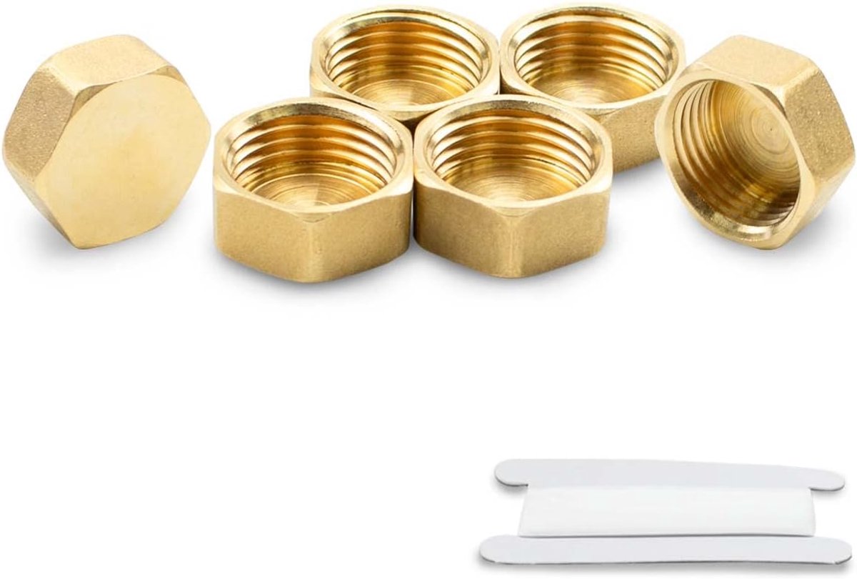 Bwintech 6 Pieces 1/4 Inch BSP Female Brass Wire Hexagonal Cap Connector for Conversion Pipe Fittings - ShopVlot
