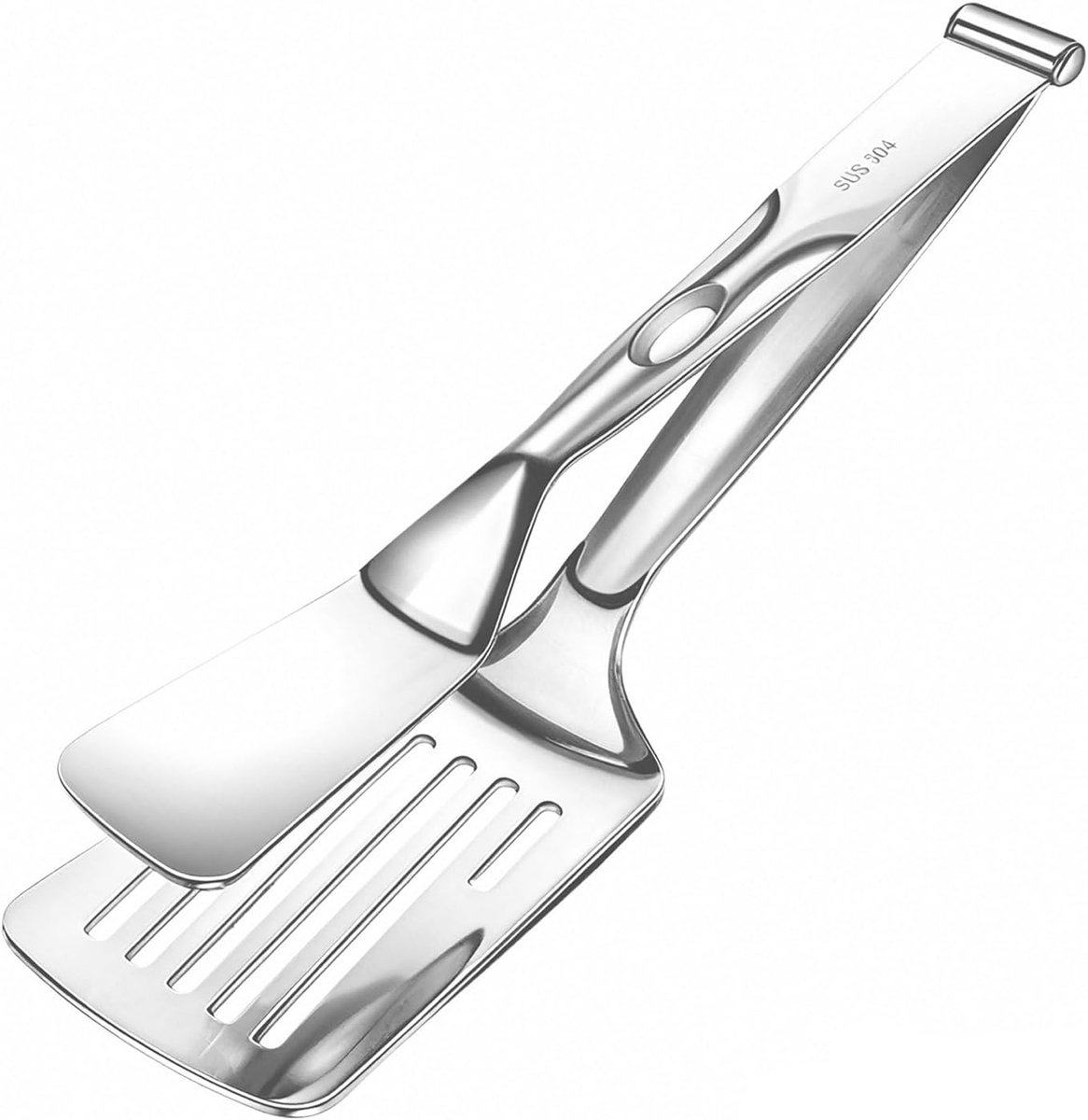 Stainless Steel Steak Tongs, 28cm Multi-Purpose Kitchen Cooking Tongs for Grilling, Extra Wide Food Turner BBQ Clamp - ShopVlot