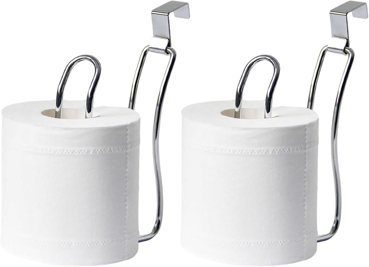 2pcs Toilet Paper Holder without Drilling, Silver Toilet Paper Holder Wall Mounted Toilet Paper Holder Roll Holder - ShopVlot
