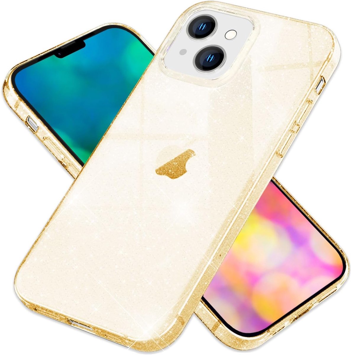 NALIA Transparent Glitters Case Compatible with iPhone 14 Plus Case, Clear Gilt Free Embedded Diamond Sequins, Glitter - ShopVlot
