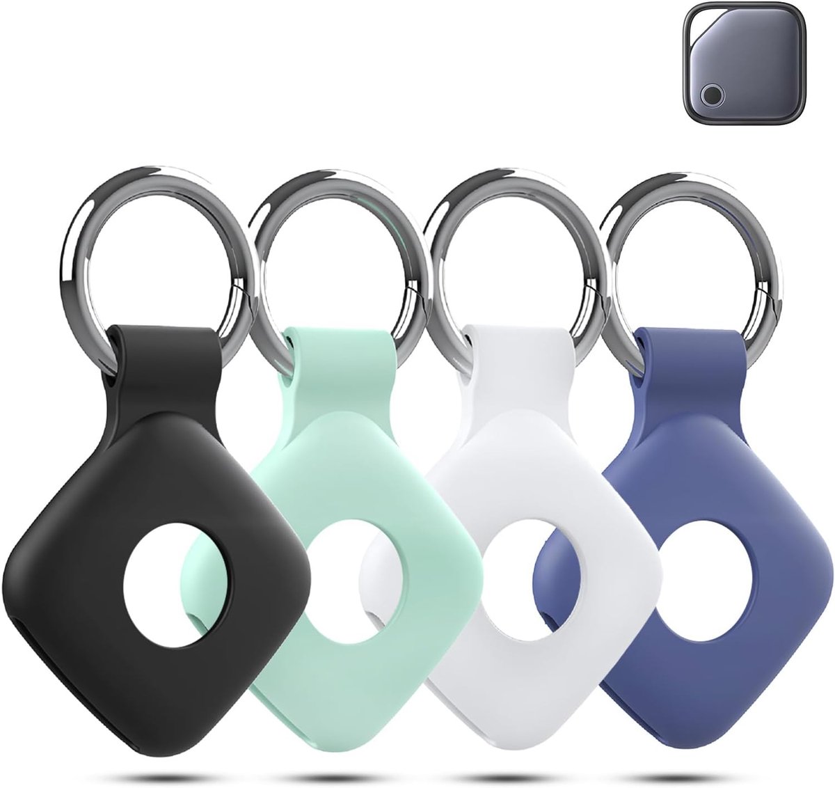 siliconen beschermhoesjes voor Ugreen FineTrack, schokbestendig, krasbestendig, softcover, zwart-groen-wit-blauw - ShopVlot