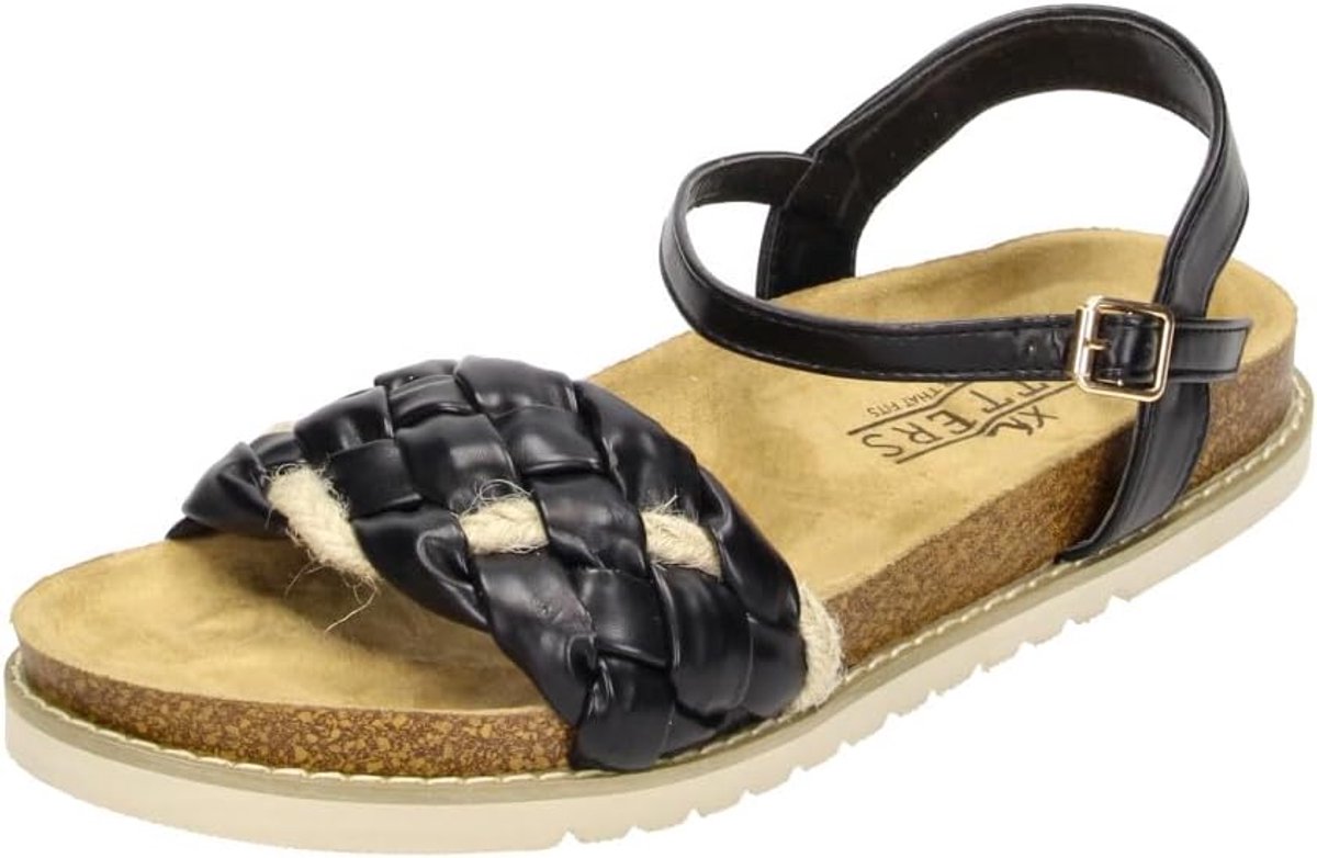 Sandals in large sizes black 2TM12006 Jeanne Black large women's shoes - ShopVlot