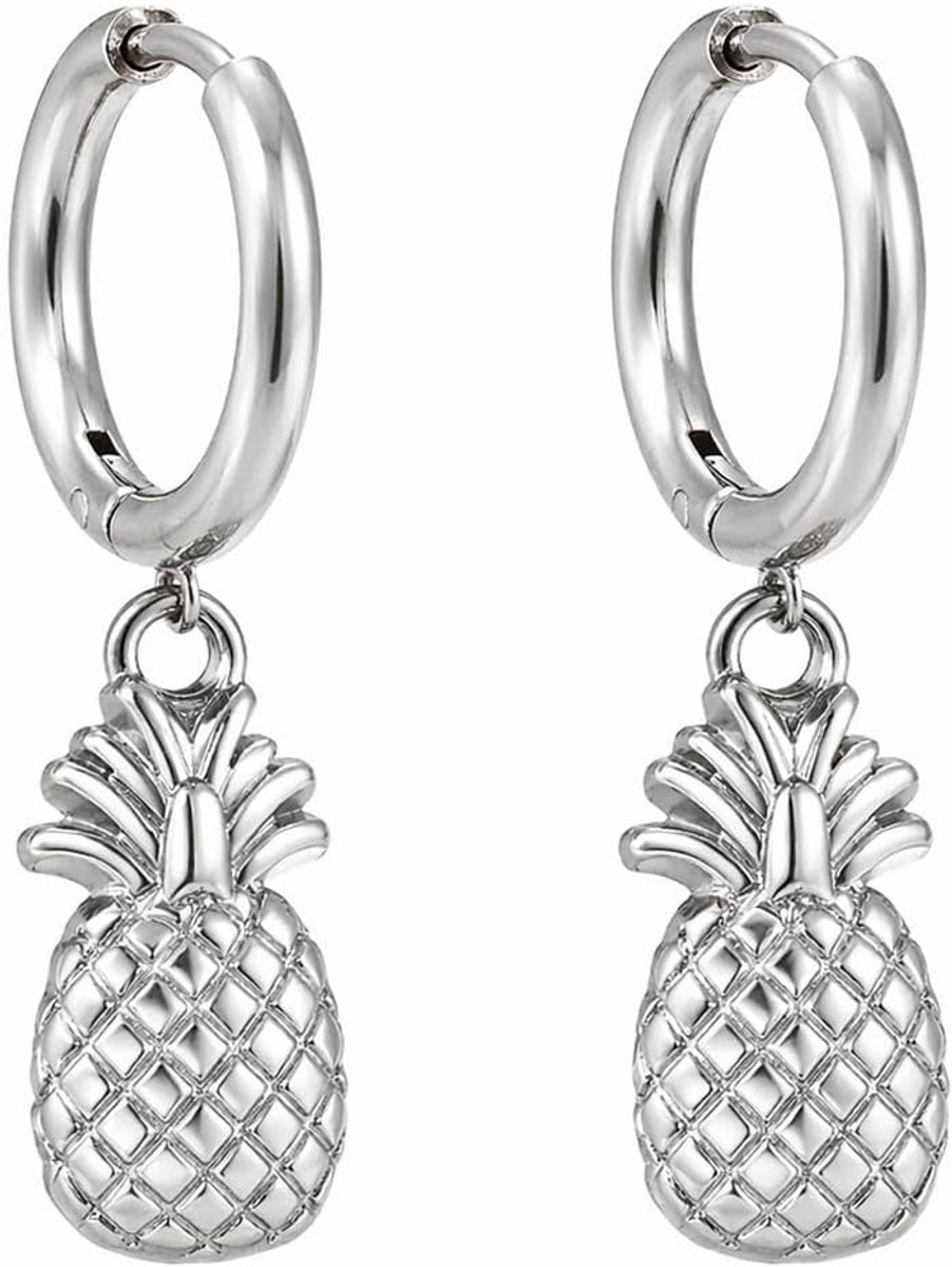 Schattige Ananas Hoepeloorbellen Hangend voor Vrouwen Tropisch Fruit Sieraden Roestvrij Staal Accessoires Cadeaus - ShopVlot